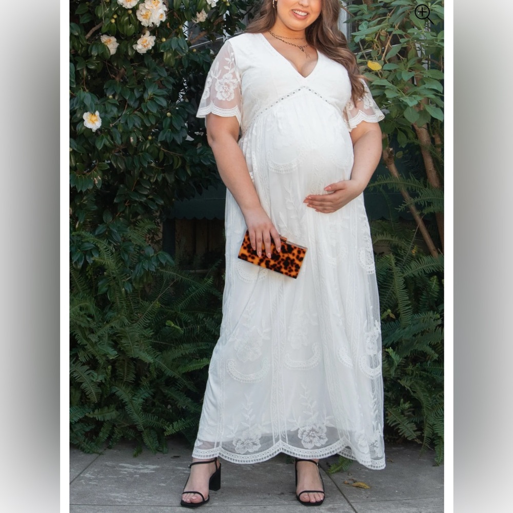 Pinkblush White Lace Maxi Maternity Dress